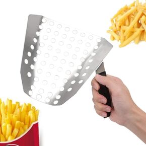 Popcorn Scoop, Commercial Popcorn Scoop with Holes Stainless Steel French Fry Scooper for Filling Bags and Boxes for Commercial and Home Use