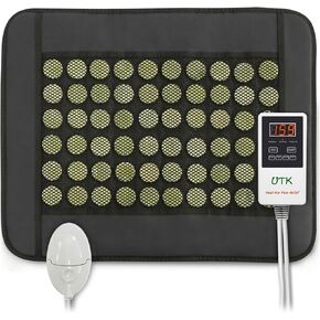 UTK 19 by 15 Inches Jade Stone Far Infrared Heating Pad for Back, Abdomen, and Leg Pain Relief with Smart Remote, Bag, and Chair Strap