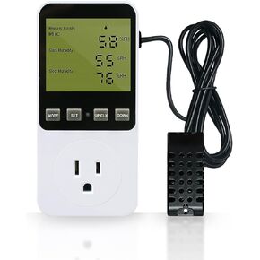 قابس منفذ جهاز التحكم في درجة الحرارة الرقمي للرطوبة مع مؤقت مستشعر، منظم حرارة الرطوبة 120 فولت مع منبه للدفيئة، الفطر، المرطب، مزيل الرطوبة، حاضنة الزواحف in Kuwait