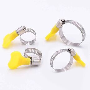 16-Piece Mixed Pack of Keyed Stainless Steel Hose Clamps (Yellow) - Ideal for Plumbing and Automotive Applications! 4 pieces of each size(8-12mm, 13-19mm,18-32mm,32-44mm)