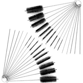 DanziX Nylon Tube Brush Cleaner, 2 Sets of Pipe Cleaning Brush Kit Total 30 PCS with Free Pouch for Drinking Straws Glasses Keyboards Jewelry - 20 Brushes+10 Needles