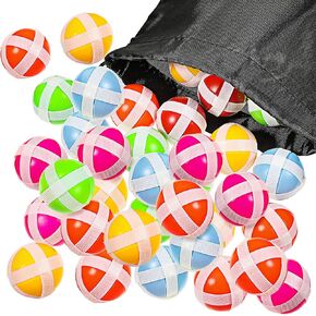 60 Pieces Sticky Balls for Fabric Dart Board, Dart Hook and Loop Balls, Safe Dart Game Balls Toy Dart Game Accessories with Storage Bag for Adults and Teens Indoor Outdoor Party Games, 6 Colors