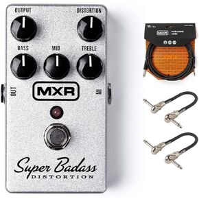 Briskdrop MXR M75 Super Badass Distortion Guitar Effects Pedal Bundle with MXR Premium Instrument Cable and Patch Cables m75bundle