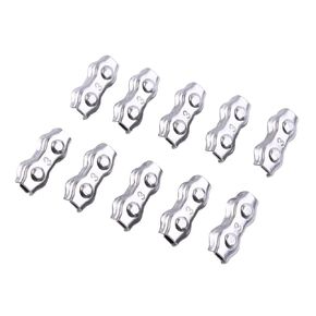 M3 Wire Cable Duplex Clips, Pack of 10 Silver M3 Duplex Clips Stainless Steel Wire Cable Rope Grips Clamps Caliper Duplex 2-Post Cable Clamp U Clamp Wire Rope Clips