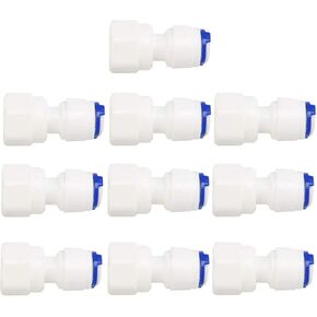 uxcell 1/4 Inch Female -1/4 Inch Tube OD Quick Connect Water Purifiers Tube Fittings Push in To Connector Filter Tubing Hose Pipe Joint for RO Reverse Osmosis System 10pcs