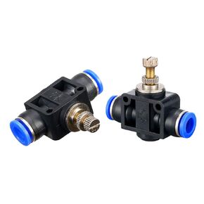Metalwork Air Flow Control Valve with Push-to-Connect Fitting, In-Line Speed Controller Union Straight, 8mm to 8mm, 5/16" Tube OD x 5/16" Tube OD (Pack of 2)