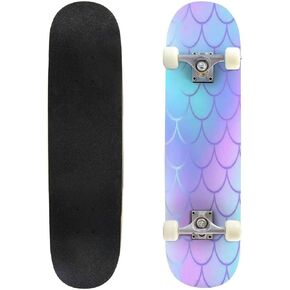 لوح تزلج كلاسيكي مقعر، نمط مقياس السمكة الزرقاء الرائعة، نسيج متجه، نمط سلس، بلاط Longboard، خشب القيقب، الرياضات المتطرفة وفي الهواء الطلق، خدعة ركلة مزدوجة للمبتدئين والمحترفين in Kuwait