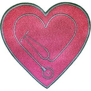 Heart Stethoscope Design Iron On Patch - Great for Doctors and Nurse Care