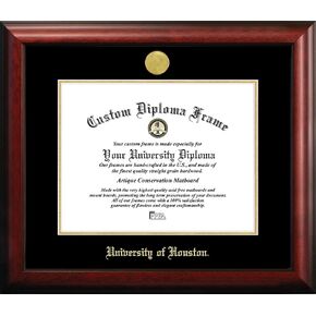 Campus Images TX954GED University of Houston Embossed Diploma Frame, 11" x 14", Gold, 14" x 11"