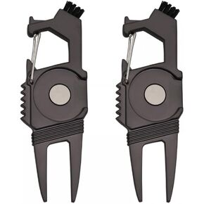 MiOYOOW 2PCS Golf Divot Repair Tool, Golf Divot Tool with Magnetic Golf Ball Marker/Bottle Opener/Club Brush Function Golf Accessories for Golfer