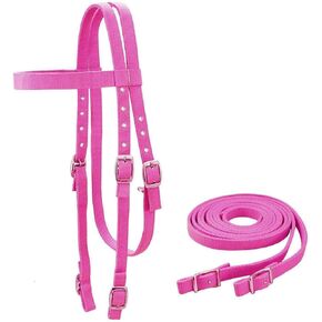 Derby Originals Tahoe Tack Plain Double Layer Nylon Padded Western Horse Headstall with Reins