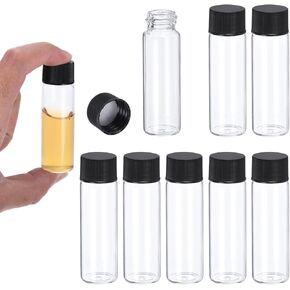 PATIKIL 15ml Clear Glass Vials, 8 Pack Sample Vials with Screw Cap Reagent Media Bottle Leak-Proof Liquid Sample Glass Vial for Lab Laboratory
