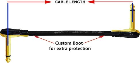أفضل الكابلات في العالم 4 وحدات - 18 بوصة - Gotham GAC-1 Ultra Pro - أداة تأثيرات جيتار باس منخفضة الغطاء (21pF/قدم)، كابل توصيل على شكل حرف S وذهبي (6.35 مم) مقابس فطيرة R/A منخفضة المستوى - مخصص صنع in Saudi Arabia
