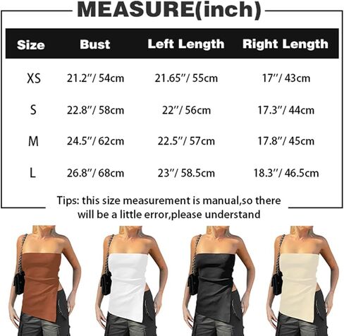 Lauweion Women's Strapless Knit Bandeau Tube Top Asymmetrical Slit Hem Solid Slim Fitted Y2K Sexy Going Out Tank Bustier in Kuwait