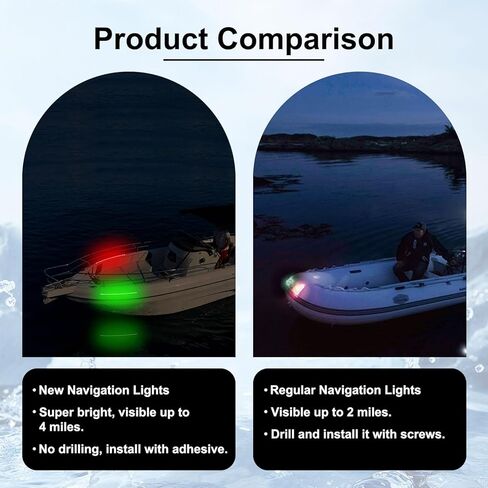 Elegananccy Navigation Lights for Boat Marine, Boat Red and Green Bow Lights, Night Fishing Lights, Deck Lights for Marine Pontoon Boat Bas Boat Dinghy Kayak Yacht in Kuwait