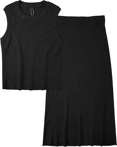 Arach&Cloz Womens Two Piece Sets 2024 Bodycon Dresses Summer Outfits Tank Top and Midi Skirt Suits Sweater in Kuwait