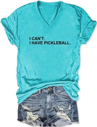 Woxlica I Can't I Have Pickleball Cool Sayings Pickeball Shirts Women Graphic Tee in Saudi Arabia