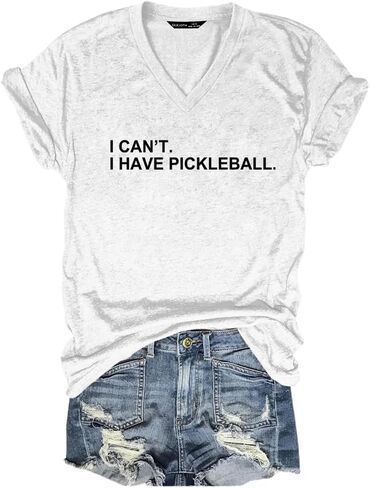 Woxlica I Can't I Have Pickleball Cool Sayings Pickeball Shirts Women Graphic Tee in Saudi Arabia