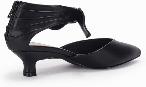 Coutgo Womens Low Kitten Heel Dress Shoes Bowknot Heels Pointed Toe Slip On Ankle Strap Party Shoes in Saudi Arabia