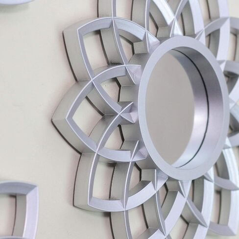 Northlight Set of 3 Matte Silver Arched Floral Mirrors Wall Decor 10" in Saudi Arabia