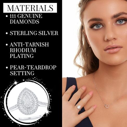 Beaux Bijoux Real Diamond Rings for Women in Sterling Silver - Engagement, Promise Anniversary, Genuine Fine Diamond Rings in Multiple Shapes and Styles in Saudi Arabia