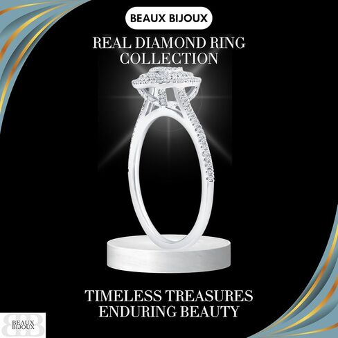 Beaux Bijoux Real Diamond Rings for Women in Sterling Silver - Engagement, Promise Anniversary, Genuine Fine Diamond Rings in Multiple Shapes and Styles in Saudi Arabia