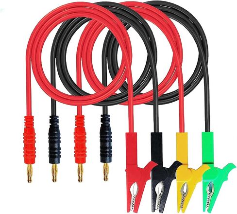 Alligator Clips to Banana,4mm Banana Plug to Alligator Clip Test Cable,12AWG 60cm Cable 4 Color, for multimeter,car Test,oscilloscope or Battery Test,2 Pairs.(4 Color Clips 60cm) in Saudi Arabia