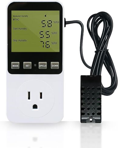 قابس منفذ جهاز التحكم في درجة الحرارة الرقمي للرطوبة مع مؤقت مستشعر، منظم حرارة الرطوبة 120 فولت مع منبه للدفيئة، الفطر، المرطب، مزيل الرطوبة، حاضنة الزواحف in Kuwait