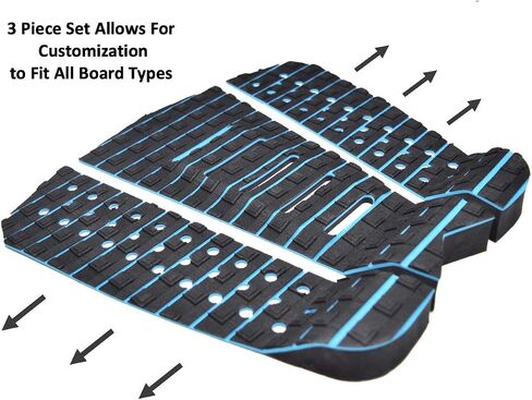 EVA Surfboard Traction Pad - 3 Piece Stomp Pad with 3M Adhesive - Max Grip with Kicker and Arch Bar - Adjustable to Fit Surfboards and Skimboards in Saudi Arabia