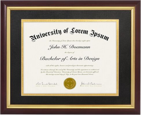 Americanflat Ornate 11x14 Diploma Frame in Mahogany and Gold - Certificate Frame with Black and Gold Mat Displays 8.5x11 Diplomas or Use as 11x14 Frame Without Mat - Vintage Picture Frame in Kuwait