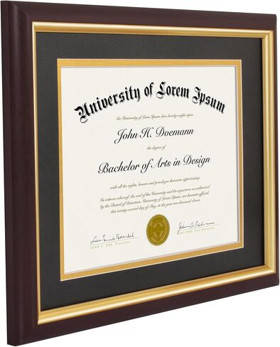 Americanflat Ornate 11x14 Diploma Frame in Mahogany and Gold - Certificate Frame with Black and Gold Mat Displays 8.5x11 Diplomas or Use as 11x14 Frame Without Mat - Vintage Picture Frame in Kuwait