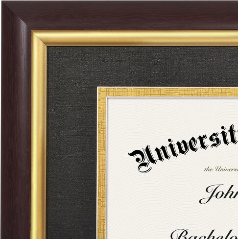 Americanflat Ornate 11x14 Diploma Frame in Mahogany and Gold - Certificate Frame with Black and Gold Mat Displays 8.5x11 Diplomas or Use as 11x14 Frame Without Mat - Vintage Picture Frame in Kuwait