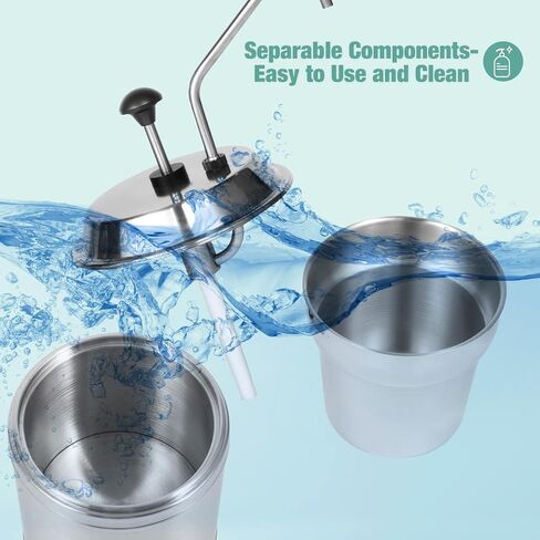 Restlrious Hot Fudge Dispenser with Plastic Pump, 2.6 QT Electric Stainless Steel Round Sauce Warmer with Temp Control, Nacho Cheese Pump Dispenser for Commercial Buffet, Cake Shop & Kitchen,110V/200W in Saudi Arabia