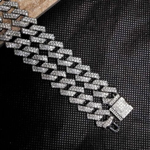 قلادة من سلسلة ربط ميامي الكوبية الصلبة من EMESLY (طول 16، 18، 20، 22، 24، 30 بوصة)؛ سوار هيب هوب (طول 8 بوصات) للرجال والنساء؛ هدية مثالية للمجوهرات المثلج in Kuwait