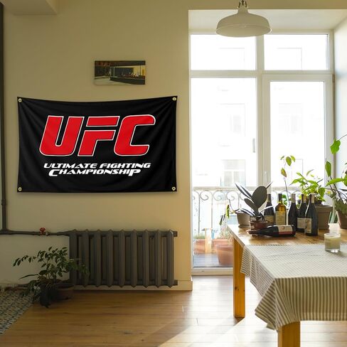 UFC في نهاية المطاف بطل القتال خلفية سوداء الفن نسيج 3 × 5FT غرفة نوم جدار الفن نسيج لغرفة المعيشة عنبر الأسرة in Saudi Arabia