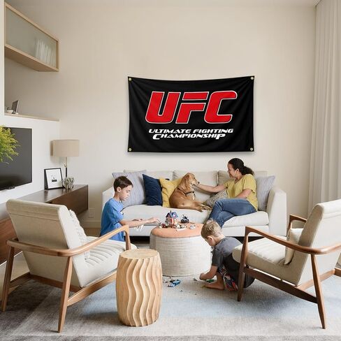 UFC في نهاية المطاف بطل القتال خلفية سوداء الفن نسيج 3 × 5FT غرفة نوم جدار الفن نسيج لغرفة المعيشة عنبر الأسرة in Saudi Arabia