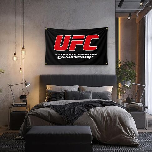 UFC في نهاية المطاف بطل القتال خلفية سوداء الفن نسيج 3 × 5FT غرفة نوم جدار الفن نسيج لغرفة المعيشة عنبر الأسرة in Saudi Arabia