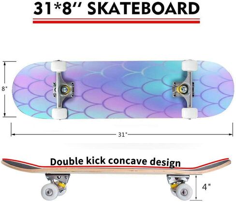 لوح تزلج كلاسيكي مقعر، نمط مقياس السمكة الزرقاء الرائعة، نسيج متجه، نمط سلس، بلاط Longboard، خشب القيقب، الرياضات المتطرفة وفي الهواء الطلق، خدعة ركلة مزدوجة للمبتدئين والمحترفين in Kuwait