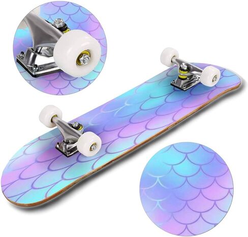لوح تزلج كلاسيكي مقعر، نمط مقياس السمكة الزرقاء الرائعة، نسيج متجه، نمط سلس، بلاط Longboard، خشب القيقب، الرياضات المتطرفة وفي الهواء الطلق، خدعة ركلة مزدوجة للمبتدئين والمحترفين in Kuwait