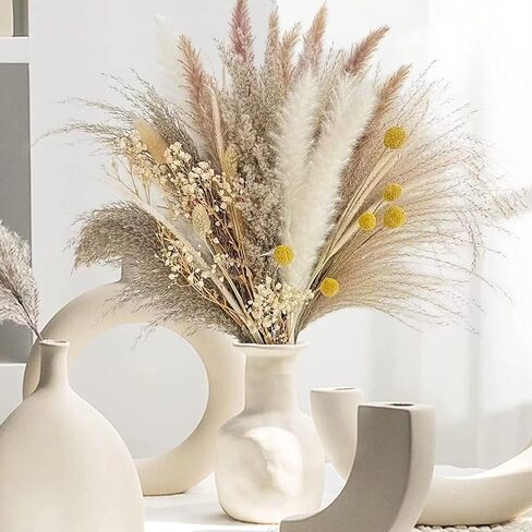 73Pcs Natural Dried Pampas Grass Mix Bouquet, 17.5" Beautiful Boho Home Decor Bouquet, Fluffy Dried Flowers for Home Decor Table Decorations for Party Wedding in Saudi Arabia