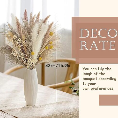 73Pcs Natural Dried Pampas Grass Mix Bouquet, 17.5" Beautiful Boho Home Decor Bouquet, Fluffy Dried Flowers for Home Decor Table Decorations for Party Wedding in Saudi Arabia