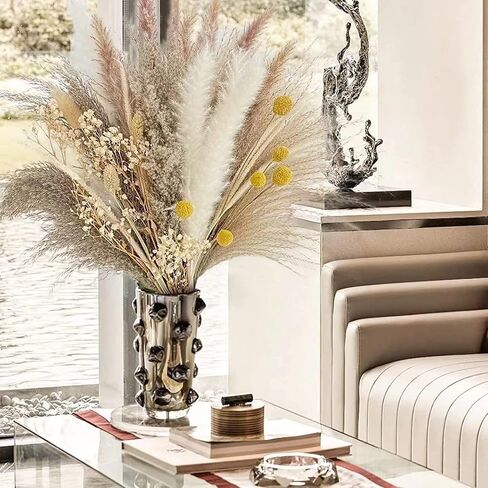 73Pcs Natural Dried Pampas Grass Mix Bouquet, 17.5" Beautiful Boho Home Decor Bouquet, Fluffy Dried Flowers for Home Decor Table Decorations for Party Wedding in Saudi Arabia