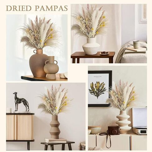 73Pcs Natural Dried Pampas Grass Mix Bouquet, 17.5" Beautiful Boho Home Decor Bouquet, Fluffy Dried Flowers for Home Decor Table Decorations for Party Wedding in Saudi Arabia
