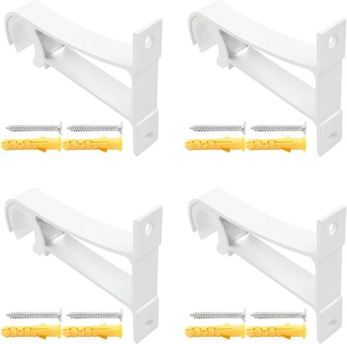 4 عبوات من دعامات قضبان الستائر، حوامل قضبان شديدة التحمل لقضبان الستائر من 1 إلى 1.2 بوصة، دعامة قضيب ستارة مثبتة على الجانب، أبيض in Kuwait