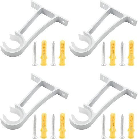 4 عبوات من دعامات قضبان الستائر، حوامل قضبان شديدة التحمل لقضبان الستائر من 1 إلى 1.2 بوصة، دعامة قضيب ستارة مثبتة على الجانب، أبيض in Kuwait