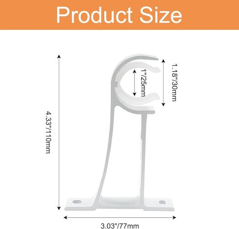 4 عبوات من دعامات قضبان الستائر، حوامل قضبان شديدة التحمل لقضبان الستائر من 1 إلى 1.2 بوصة، دعامة قضيب ستارة مثبتة على الجانب، أبيض in Kuwait