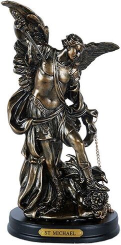 Pacific Giftware St. Michael San Miguel The Great Protector Archangel Defeating Satan Figurine 8 Inch Tall Wooden Base with Brass Name Plate in Saudi Arabia