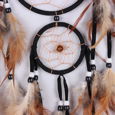 قطعتان من صائدات الأحلام على شكل دب النسر، صائدة الأحلام على الطراز الهندي مصنوعة يدويًا مع ريش وخرز خشبي لديكورات المنزل (النسر، الدب) in Kuwait