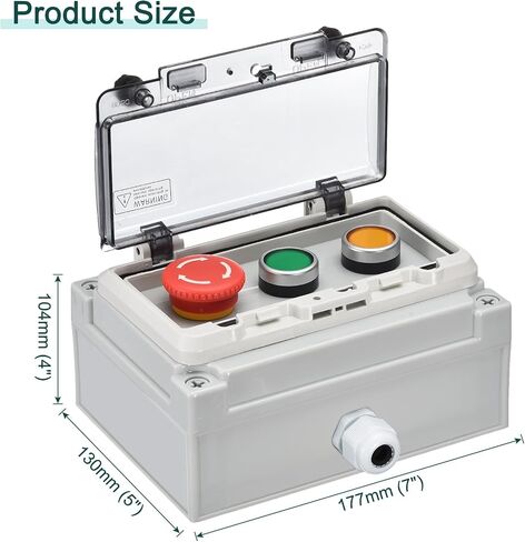 MECCANIXITY IP67 صندوق زر الضغط ABS الزر الأخضر زر الإشارة E زر التوقف مفتاح محدد لمعدات إطفاء الاتصالات الكهربائية الداخلية والخارجية in Saudi Arabia