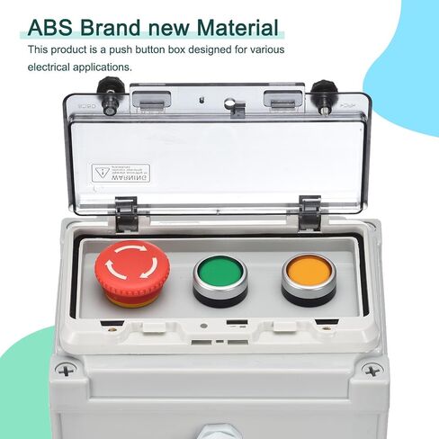 MECCANIXITY IP67 صندوق زر الضغط ABS الزر الأخضر زر الإشارة E زر التوقف مفتاح محدد لمعدات إطفاء الاتصالات الكهربائية الداخلية والخارجية in Saudi Arabia